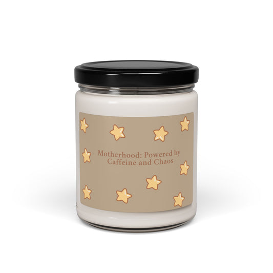 “Motherhood Powered by Caffeine and Chaos- Fun, Relatable Scented Candle for Moms”
